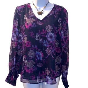 3/10 SHEER  floral silky BLOUSE 👚